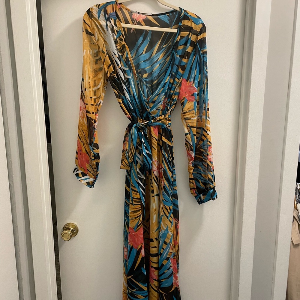 Tropical BOHO Vintage Long Sleeve Dress